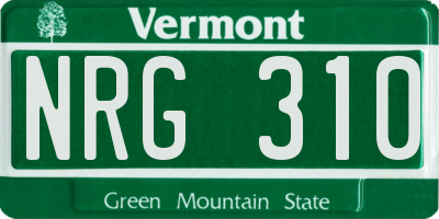 VT license plate NRG310