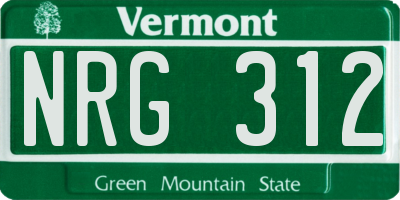 VT license plate NRG312