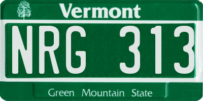 VT license plate NRG313