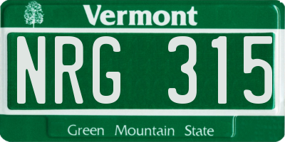 VT license plate NRG315