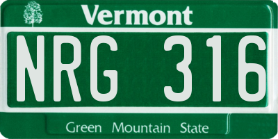 VT license plate NRG316