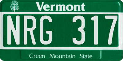 VT license plate NRG317