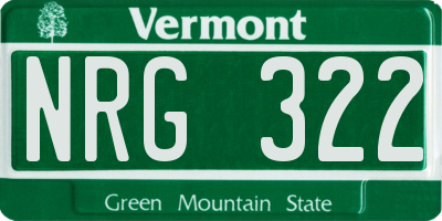 VT license plate NRG322