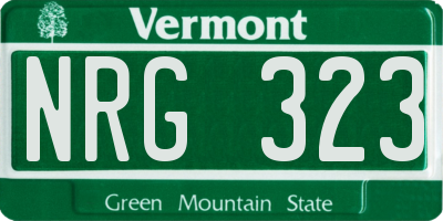 VT license plate NRG323