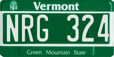 VT license plate NRG324