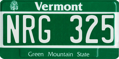 VT license plate NRG325
