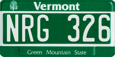 VT license plate NRG326