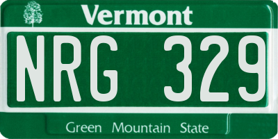 VT license plate NRG329