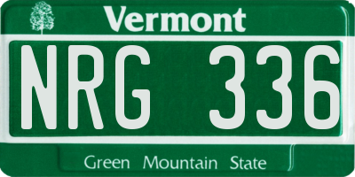 VT license plate NRG336