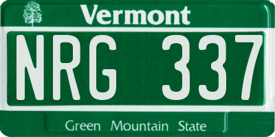 VT license plate NRG337