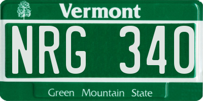 VT license plate NRG340