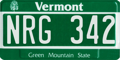 VT license plate NRG342