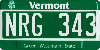 VT license plate NRG343