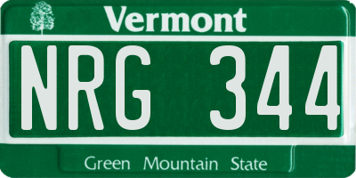 VT license plate NRG344