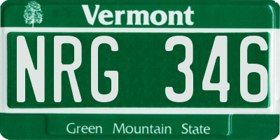 VT license plate NRG346