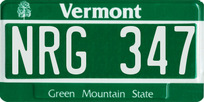 VT license plate NRG347