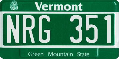 VT license plate NRG351