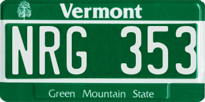 VT license plate NRG353