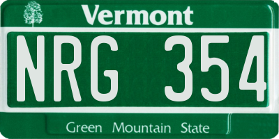 VT license plate NRG354