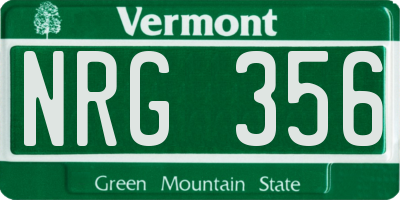 VT license plate NRG356