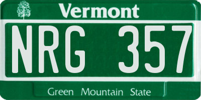 VT license plate NRG357