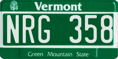 VT license plate NRG358