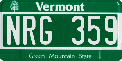 VT license plate NRG359