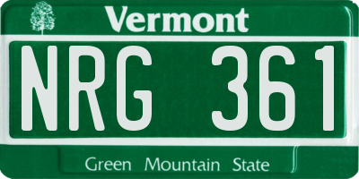 VT license plate NRG361