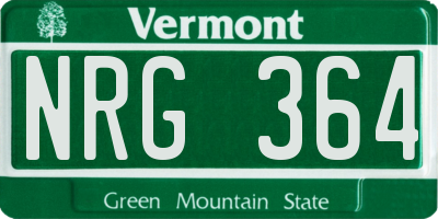 VT license plate NRG364