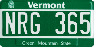 VT license plate NRG365