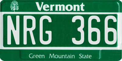 VT license plate NRG366