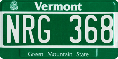 VT license plate NRG368