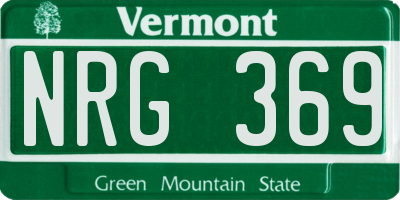 VT license plate NRG369