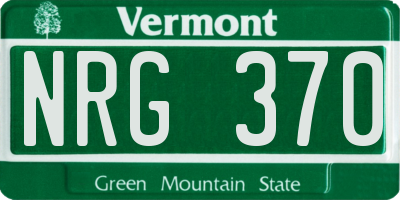 VT license plate NRG370