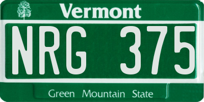 VT license plate NRG375