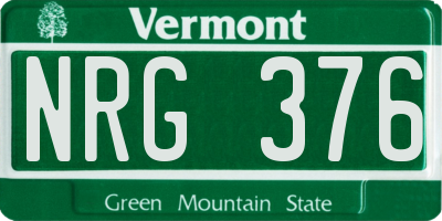 VT license plate NRG376