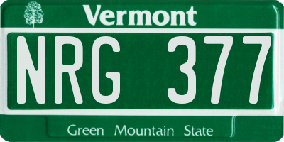 VT license plate NRG377