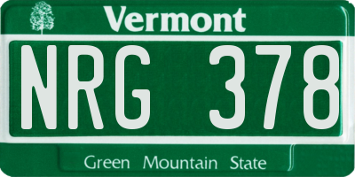 VT license plate NRG378