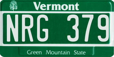 VT license plate NRG379