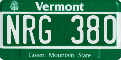 VT license plate NRG380