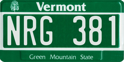 VT license plate NRG381