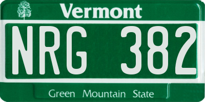 VT license plate NRG382