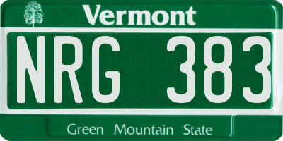 VT license plate NRG383