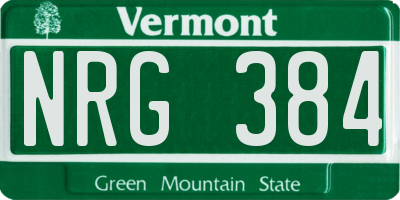 VT license plate NRG384