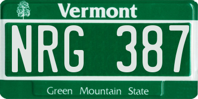 VT license plate NRG387