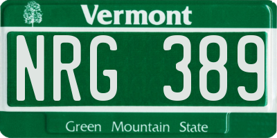 VT license plate NRG389