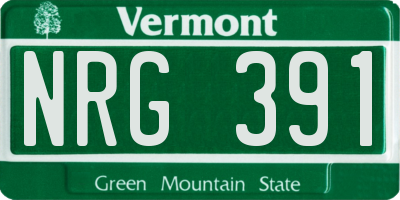 VT license plate NRG391