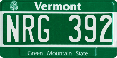 VT license plate NRG392