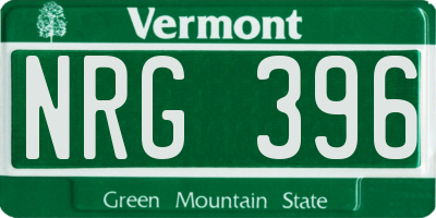 VT license plate NRG396