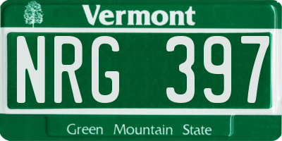 VT license plate NRG397